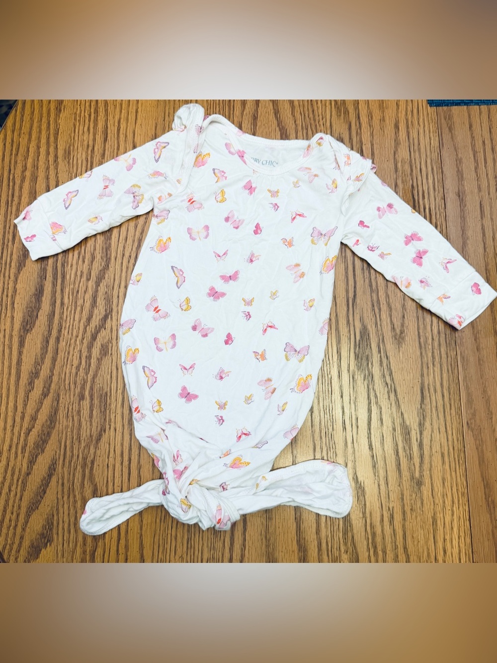Shabby Chic White Baby Sleep Sack with Pink & Yellow Butterfly Print